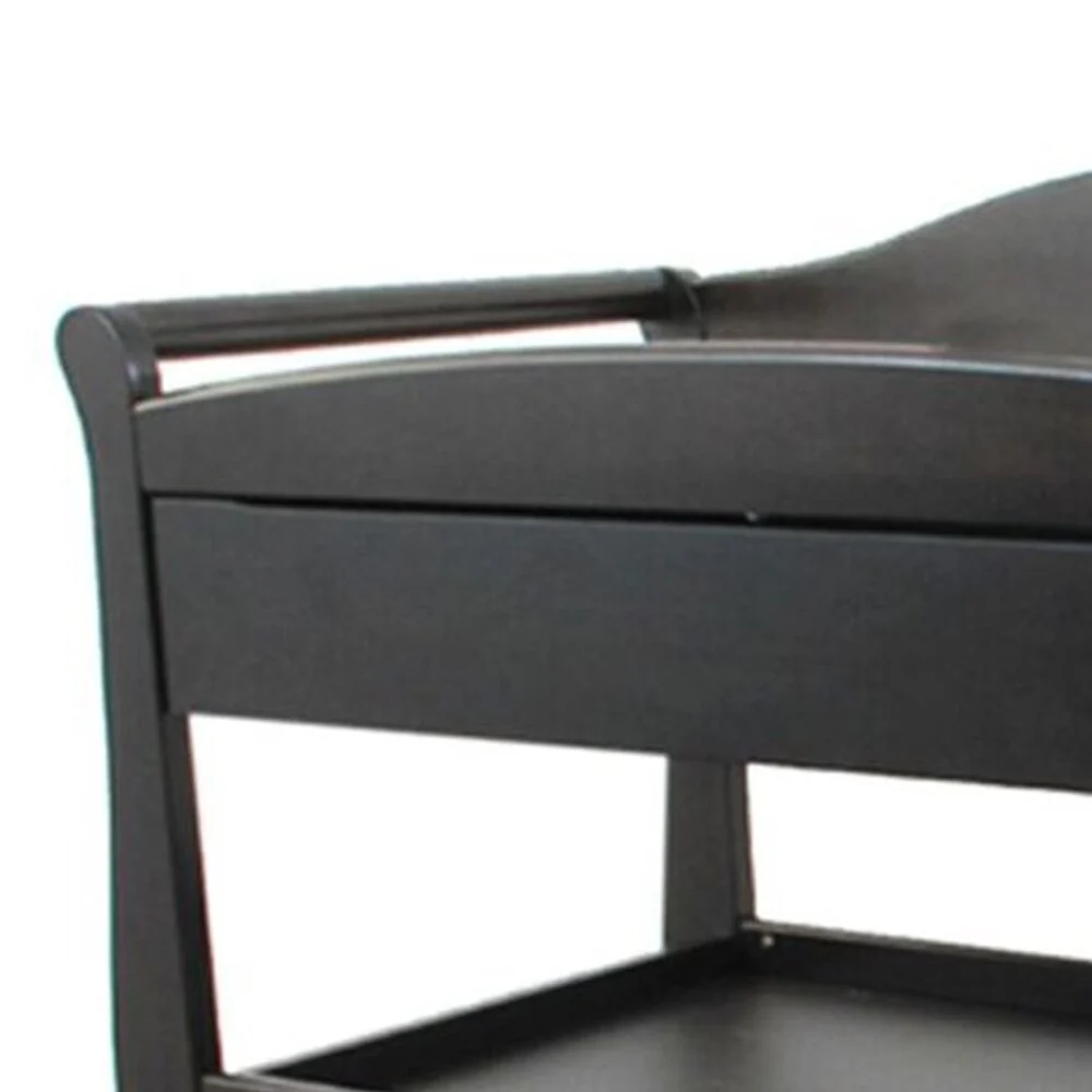 Black Wood Changing Table with 1 Drawer and 2 Shelves