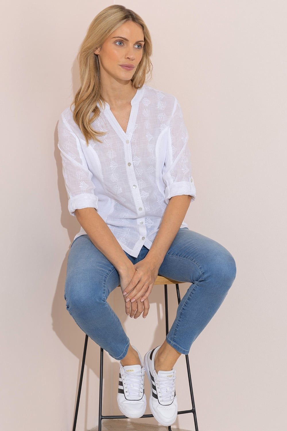 Klass. Embroidered Fitted Cotton Ribbed Shirt