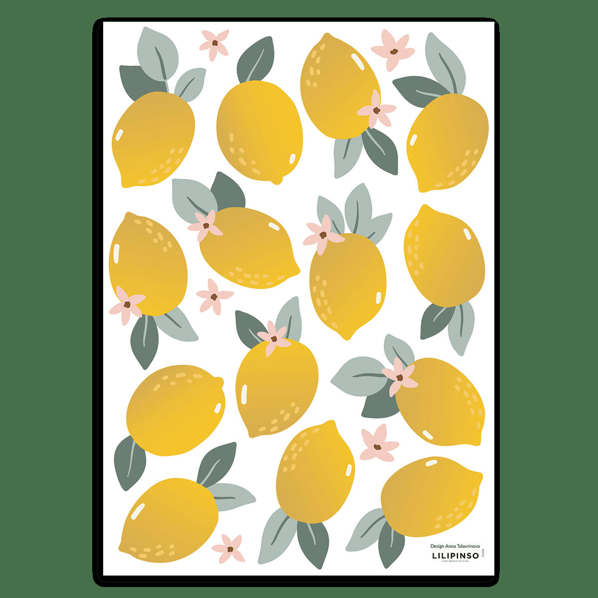 LOUISE - Stickers muraux les citrons en vinyle mat jaune
