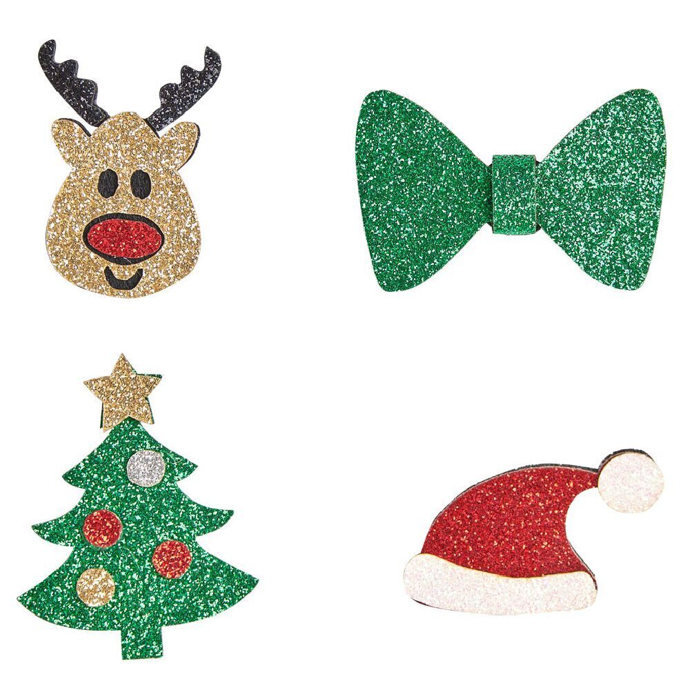 Pins No&euml;l pailleté x4