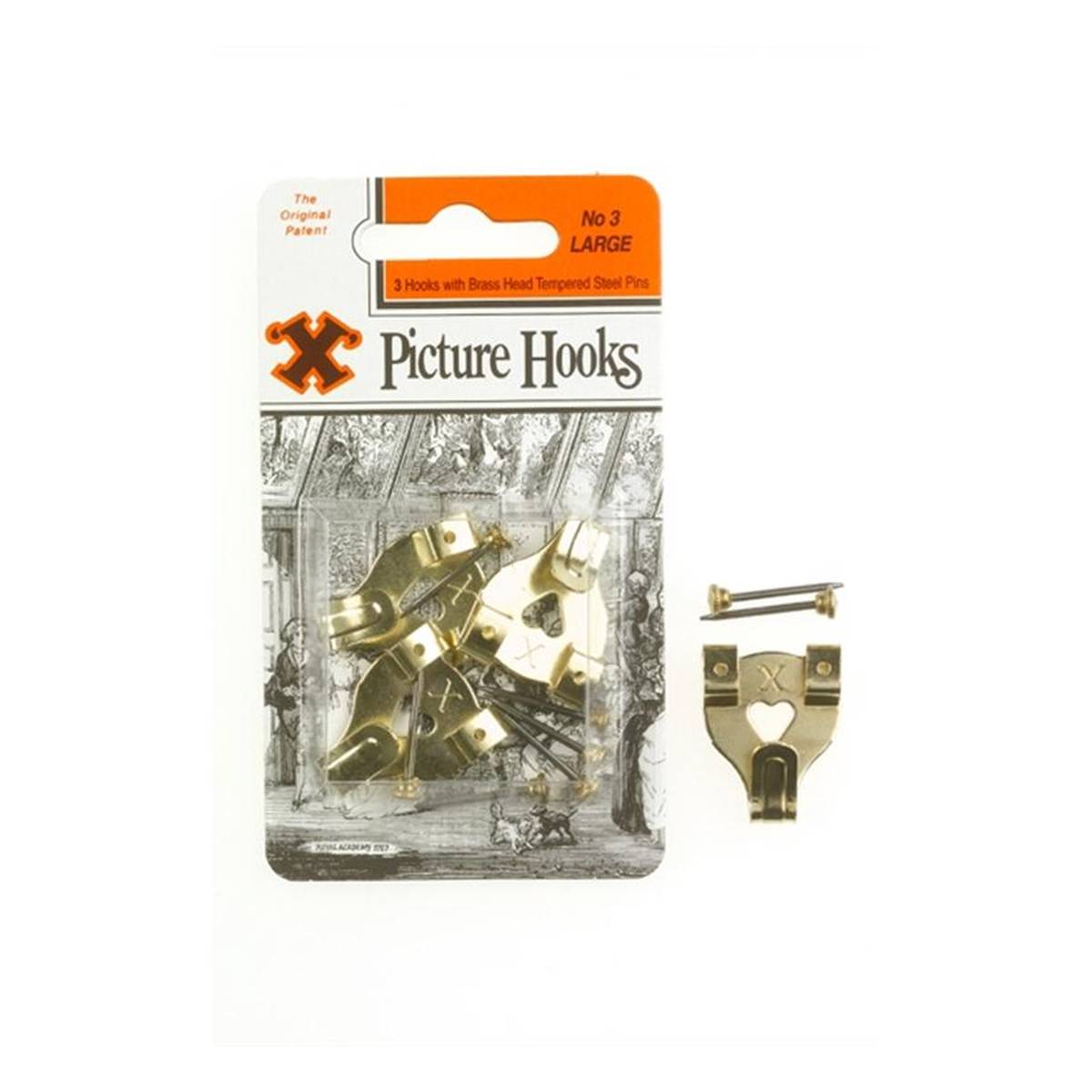 X No. 3 Picture Hooks with Pins 3 Pack