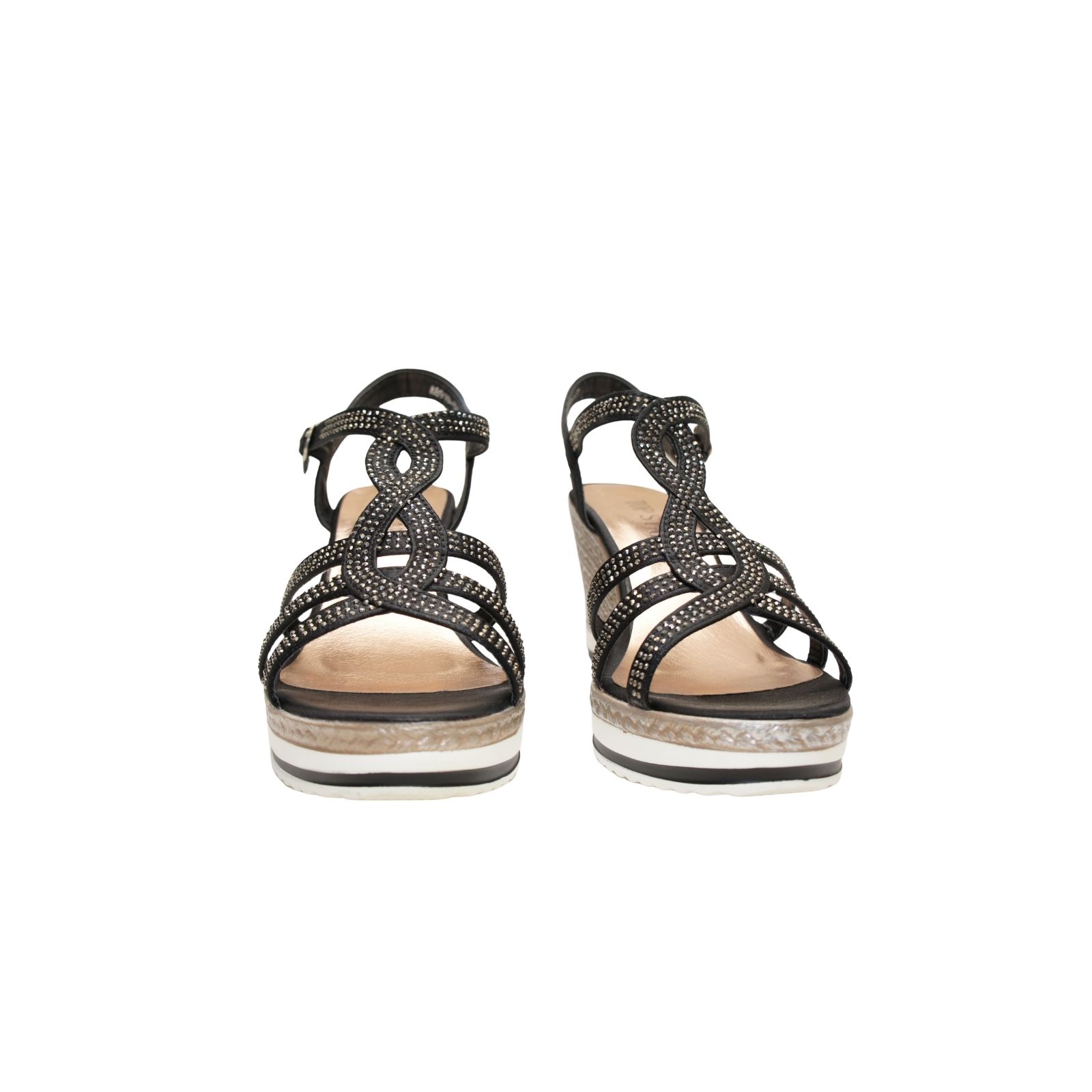 IVACHY Crystal Sparkling Shine Espadrille Style Platform Wedge Sandals