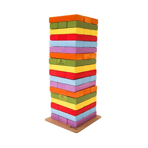 Rainbow Jenjo Wooden Tumbling Tower Game 54cm