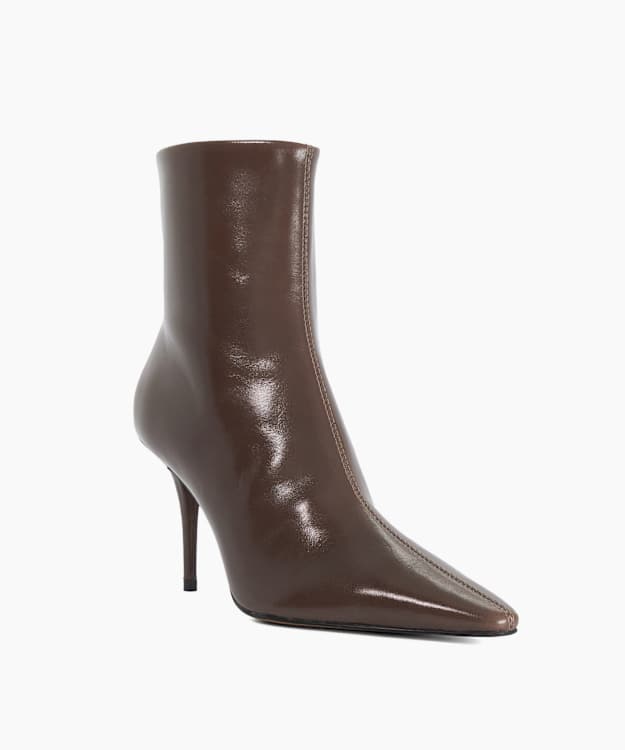 Omara Taupe - Leather Heeled Ankle Boots