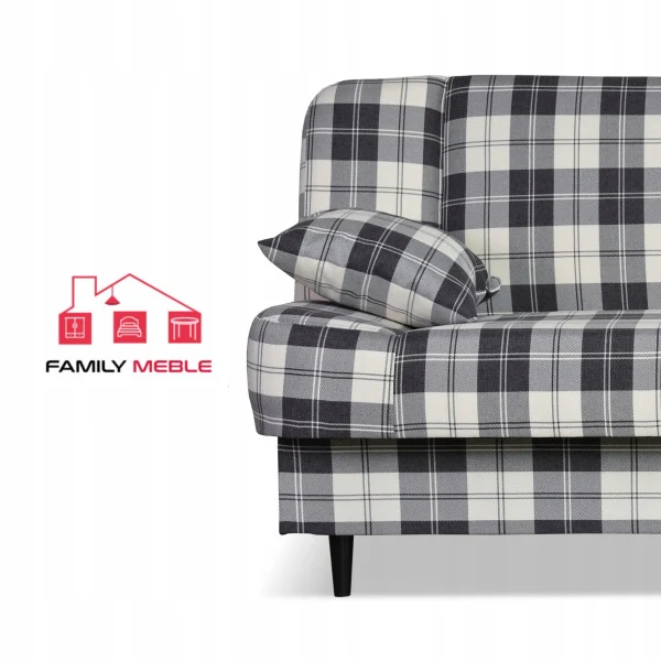 Kanapa sofa Sally rozkładana f spania family meble krata granatowo - biała