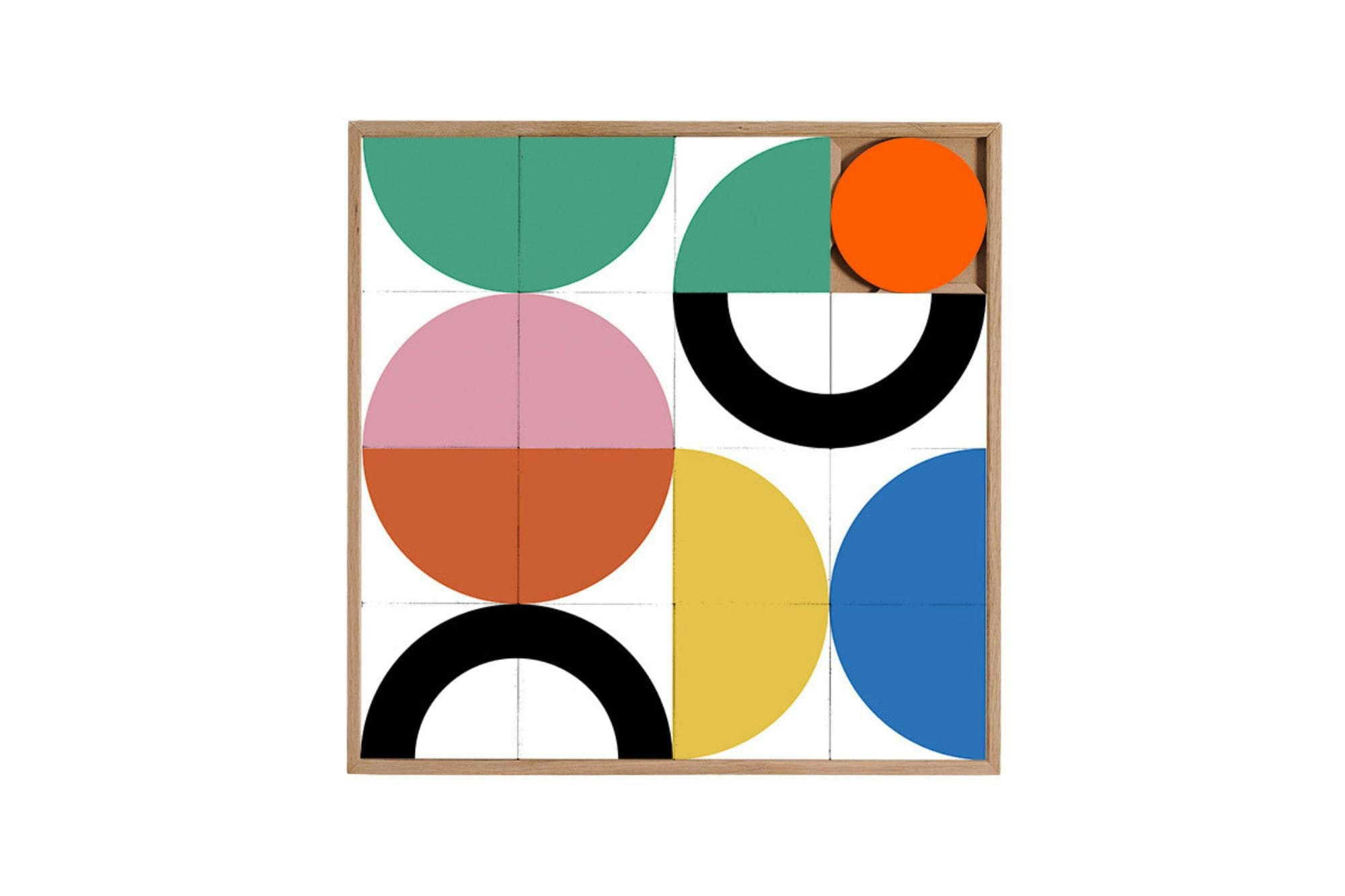 PUPPLE - Tableau en bois taquin coloré et pop  63 x 63
