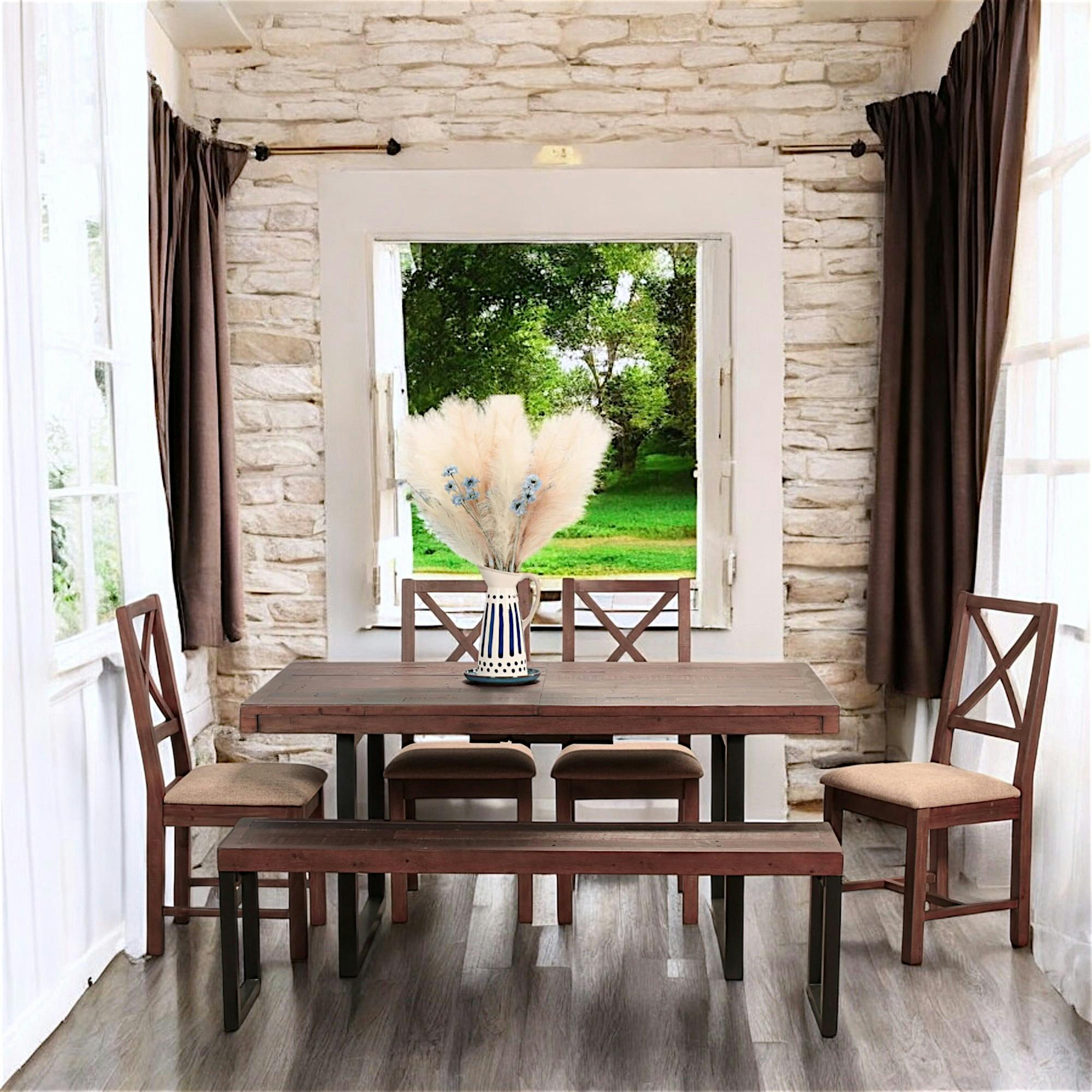 Table à manger extensible bois brun recyclé 160-200 cm SAMOA