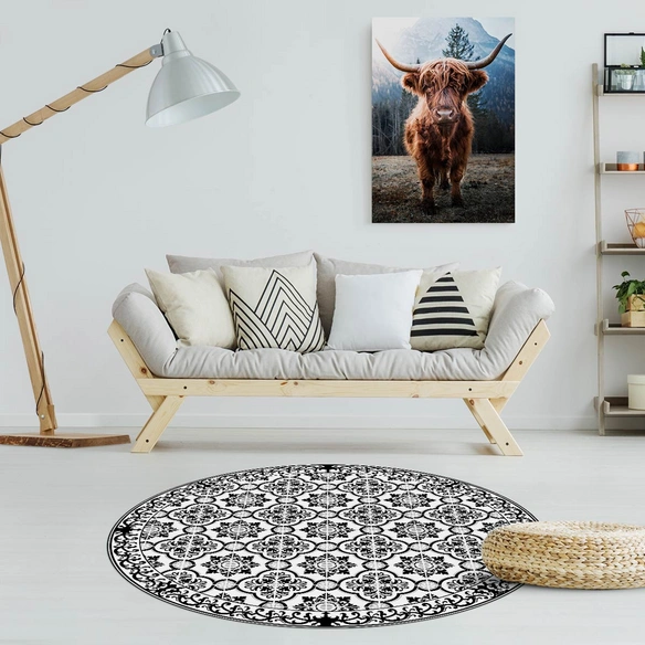 Vinyl Teppich »Elena«, BxL:136 cm x 136 cm, weiß|schwarz