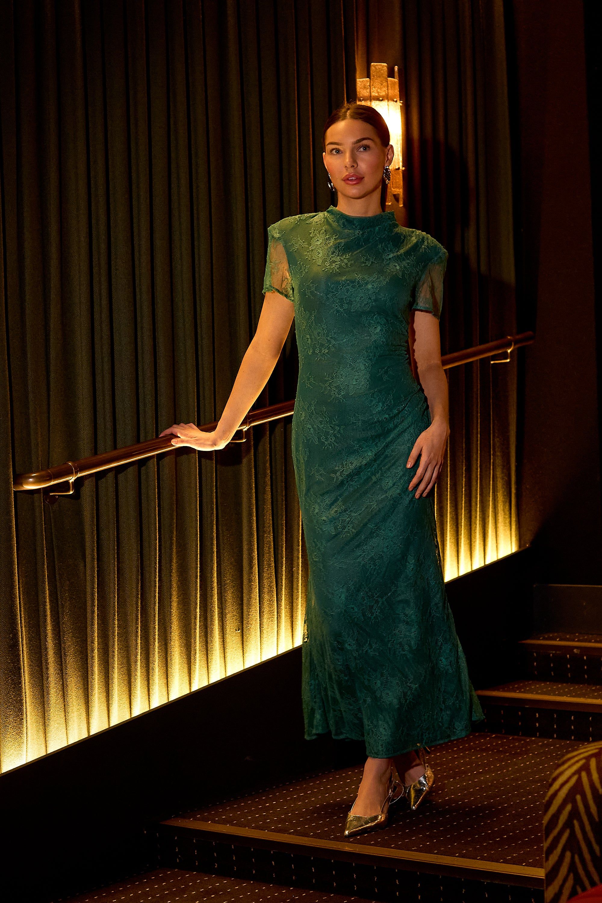 GWD by GEORGE W. DAVIES GWD Gracie Green Lace Maxi Dress