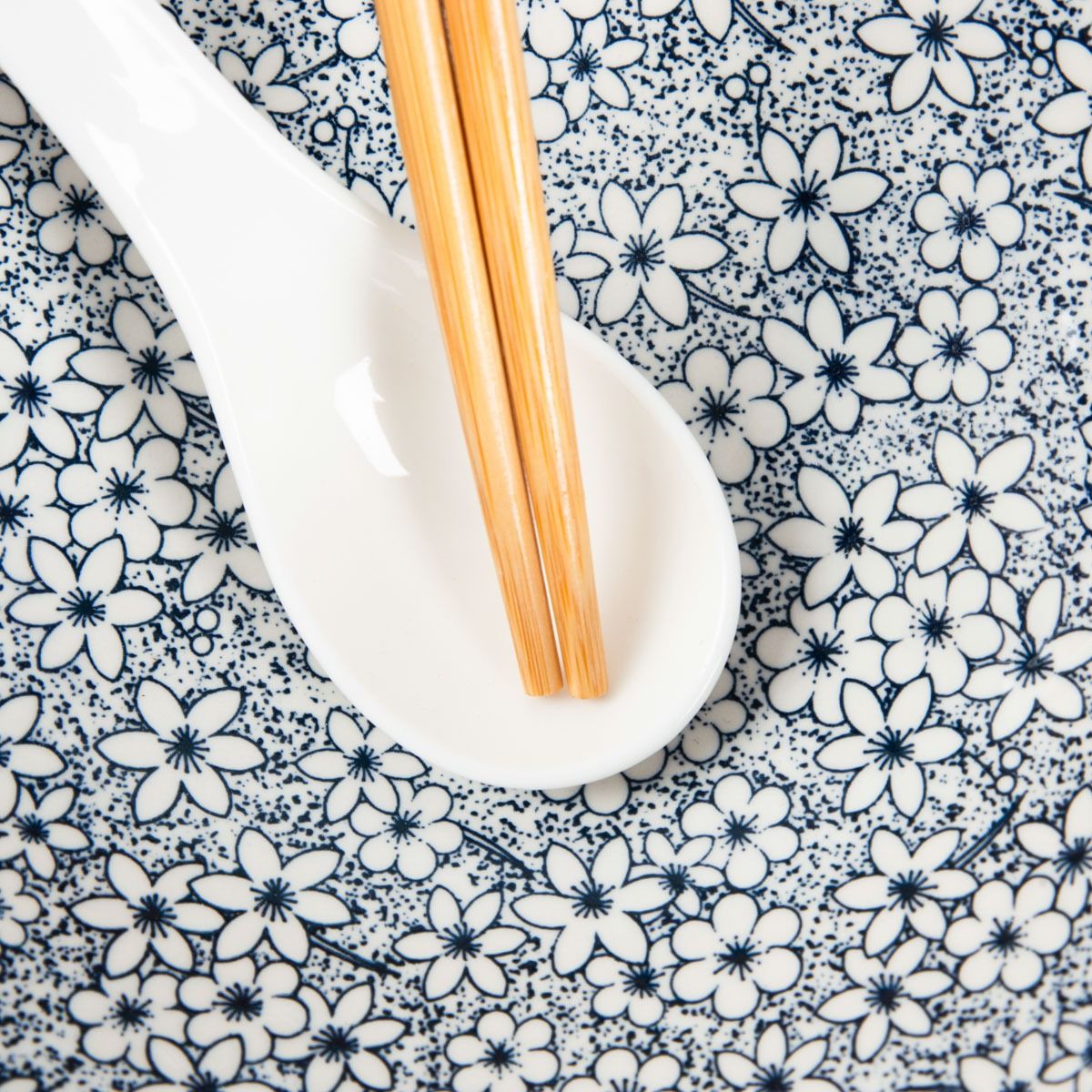 Zestaw do ramen SALADO w kwiatki z brązowym rantem 21 cm