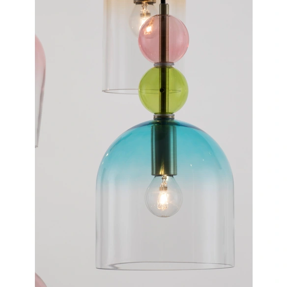 Pendelleuchte »Murano «, LED, 5-flammig, goldfarben/bunt