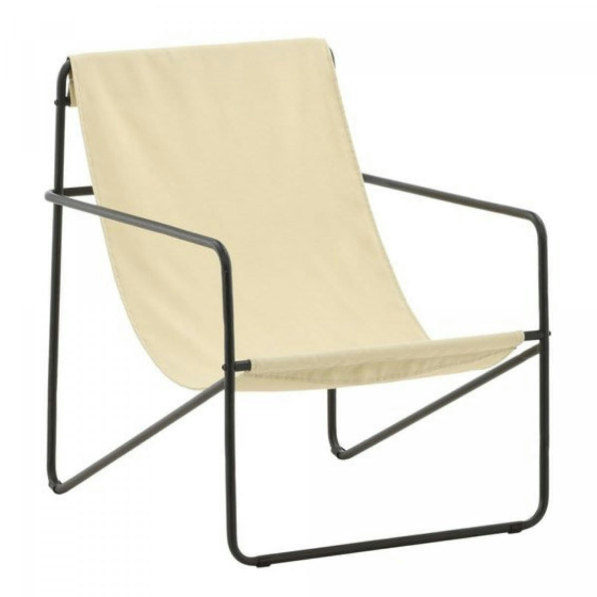 NAOA - Fauteuil en toile beige et métal noir