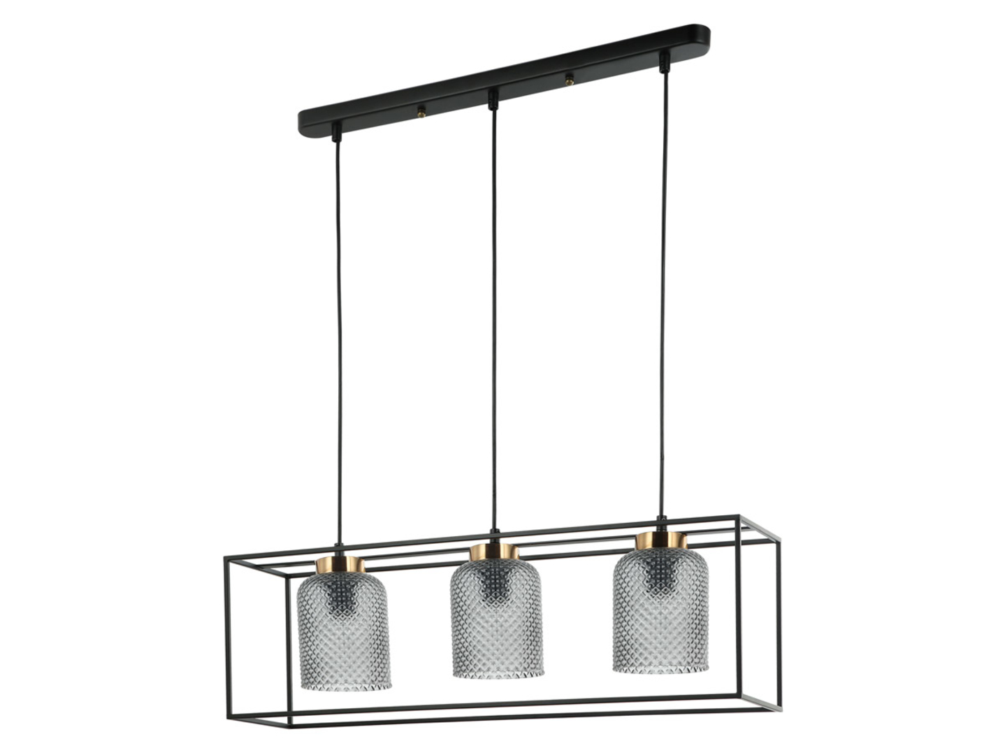 Lampa wisząca Sinella 3-punktowa szklana czarno-złota