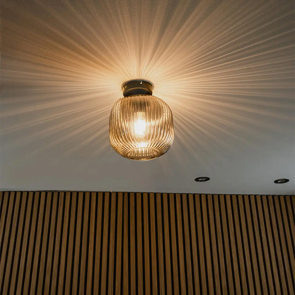 Qazqa plafondlamp karel zwart e27