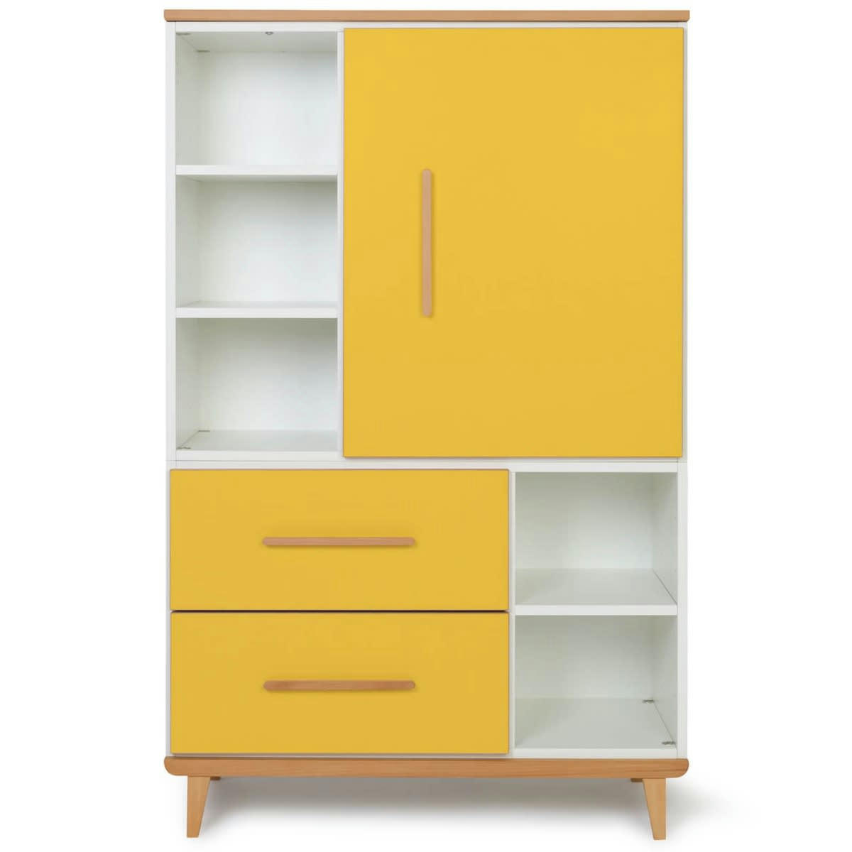 NADO - Armoire 147cm 1 porte 2 tiroirs jaune soleil