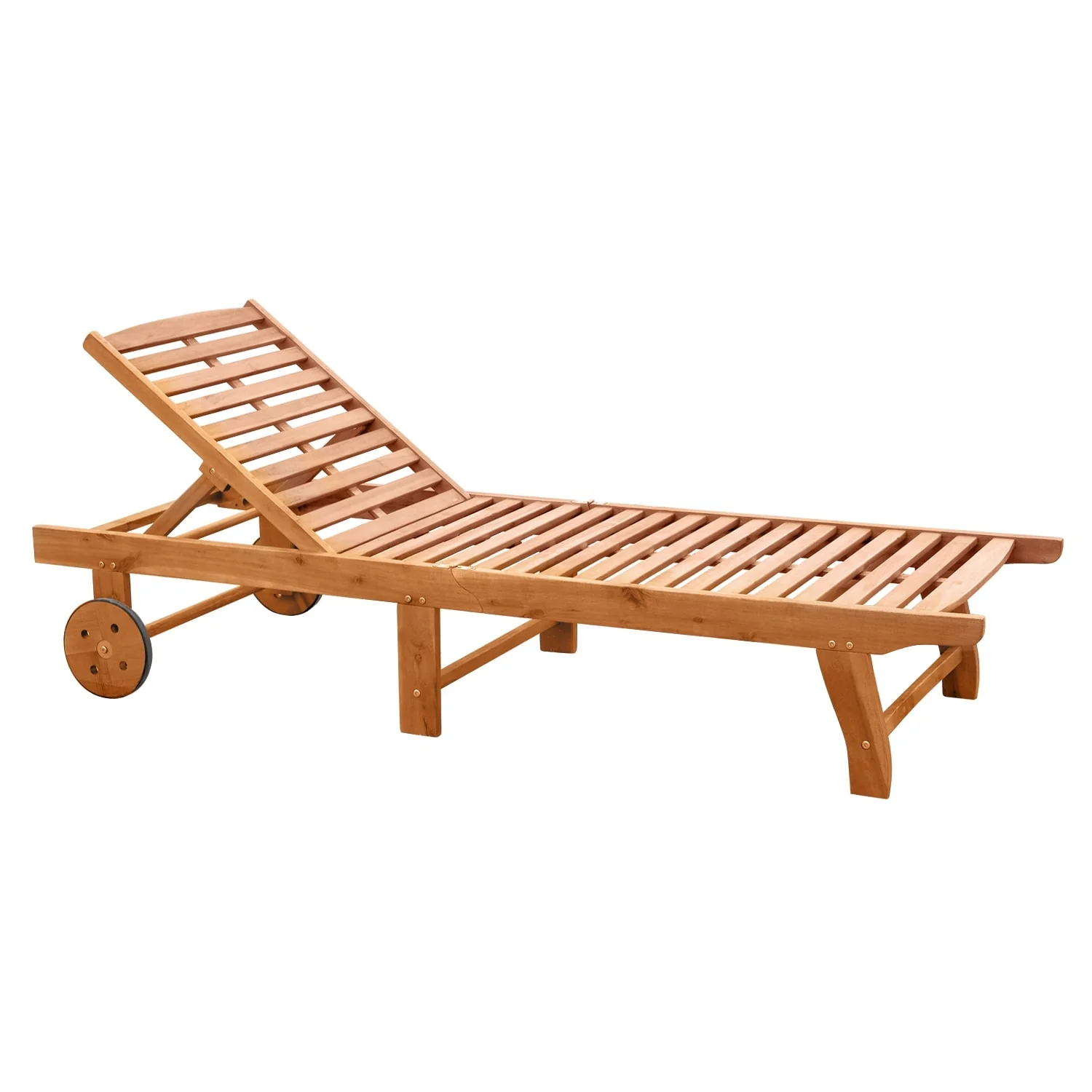 Outsunny Teak Outdoor Folding Chaise Lounge Chair