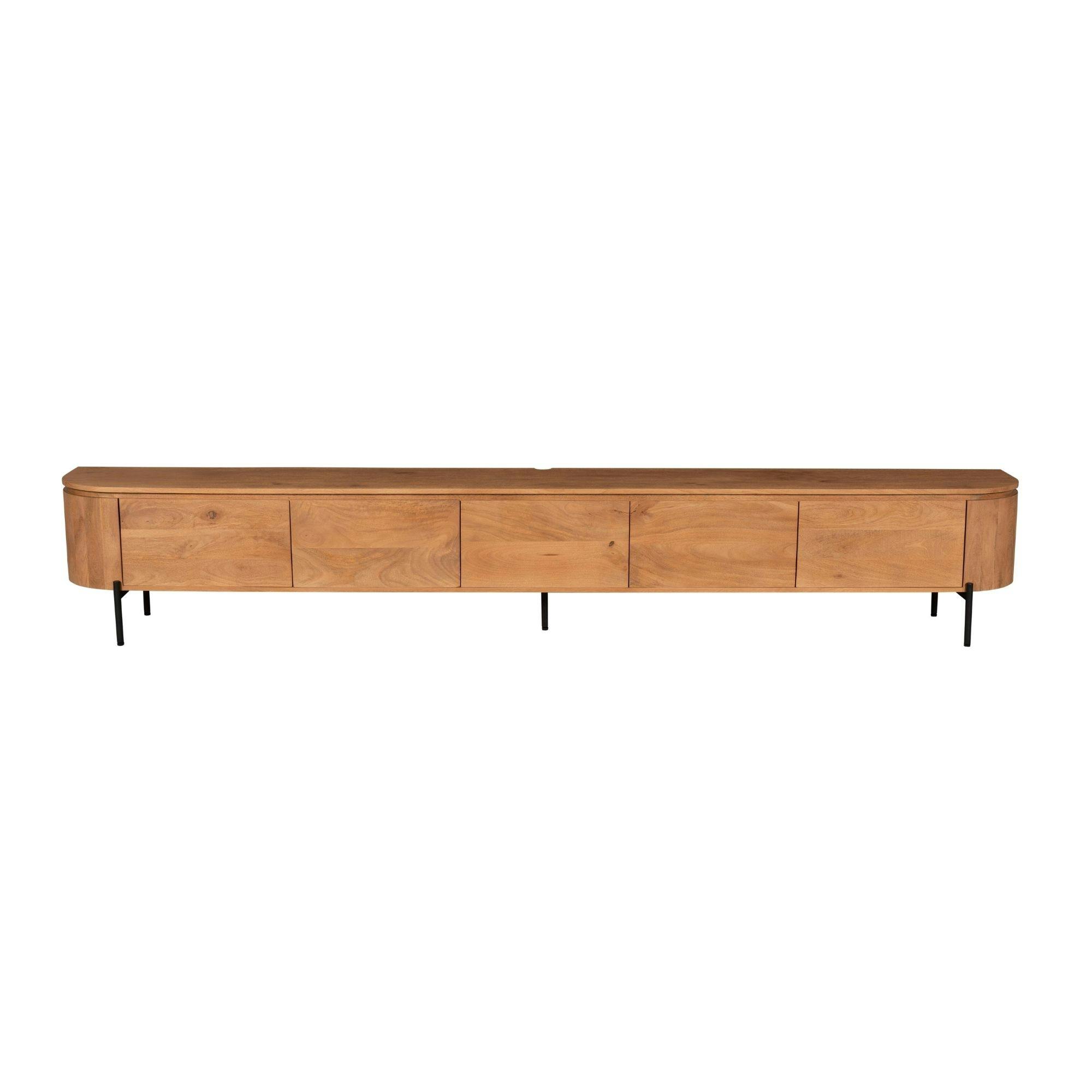 Long meuble TV suspendu en bois, bords arrondis 280 cm AREZZO
