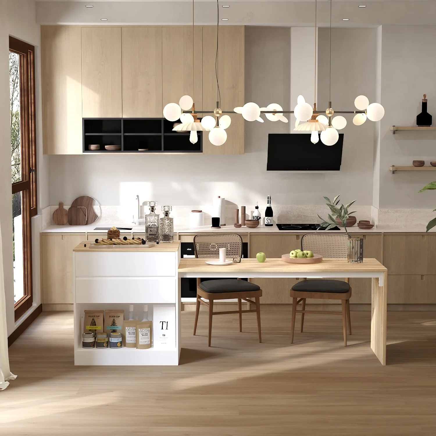 Kitchen Island Spacious Workspace for Dining Cooking and Storage Table