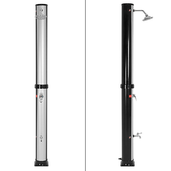 Douche solaire 35l avec douche de pied et pommeau de douche 217,5 cm argent/noir