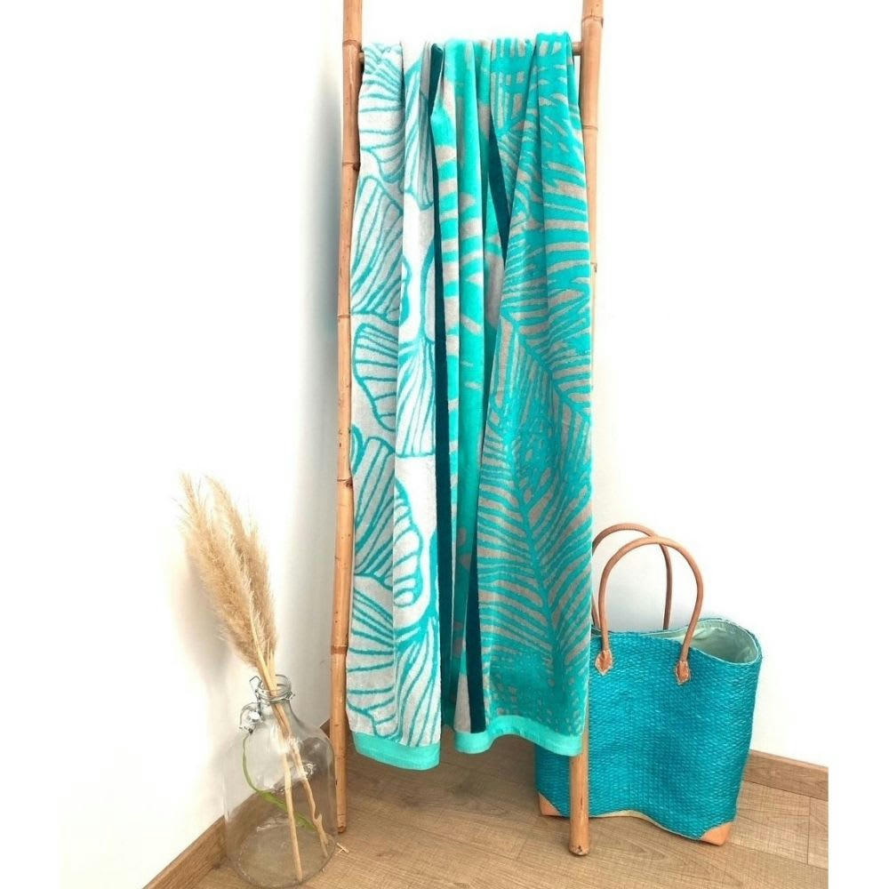 PLAGE - Serviette de plage éponge velours Jacquard Benijo 100x175 470g/m²