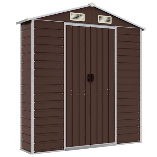 NNEVL Garden Shed Brown 191x130x198 cm Galvanised Steel