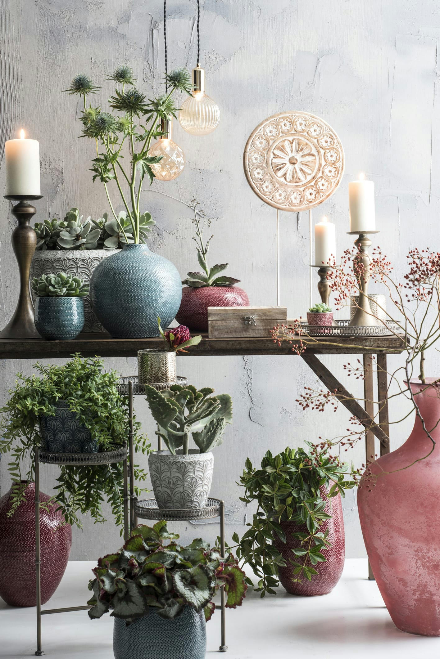 - Bégonia artificielle rouge en pot H40