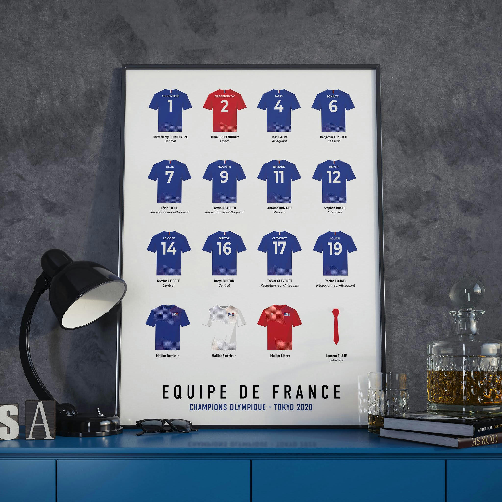 VOLLEY - Affiche Volley - France Champion Olympique JO Tokyo 2020 30 x 40 cm