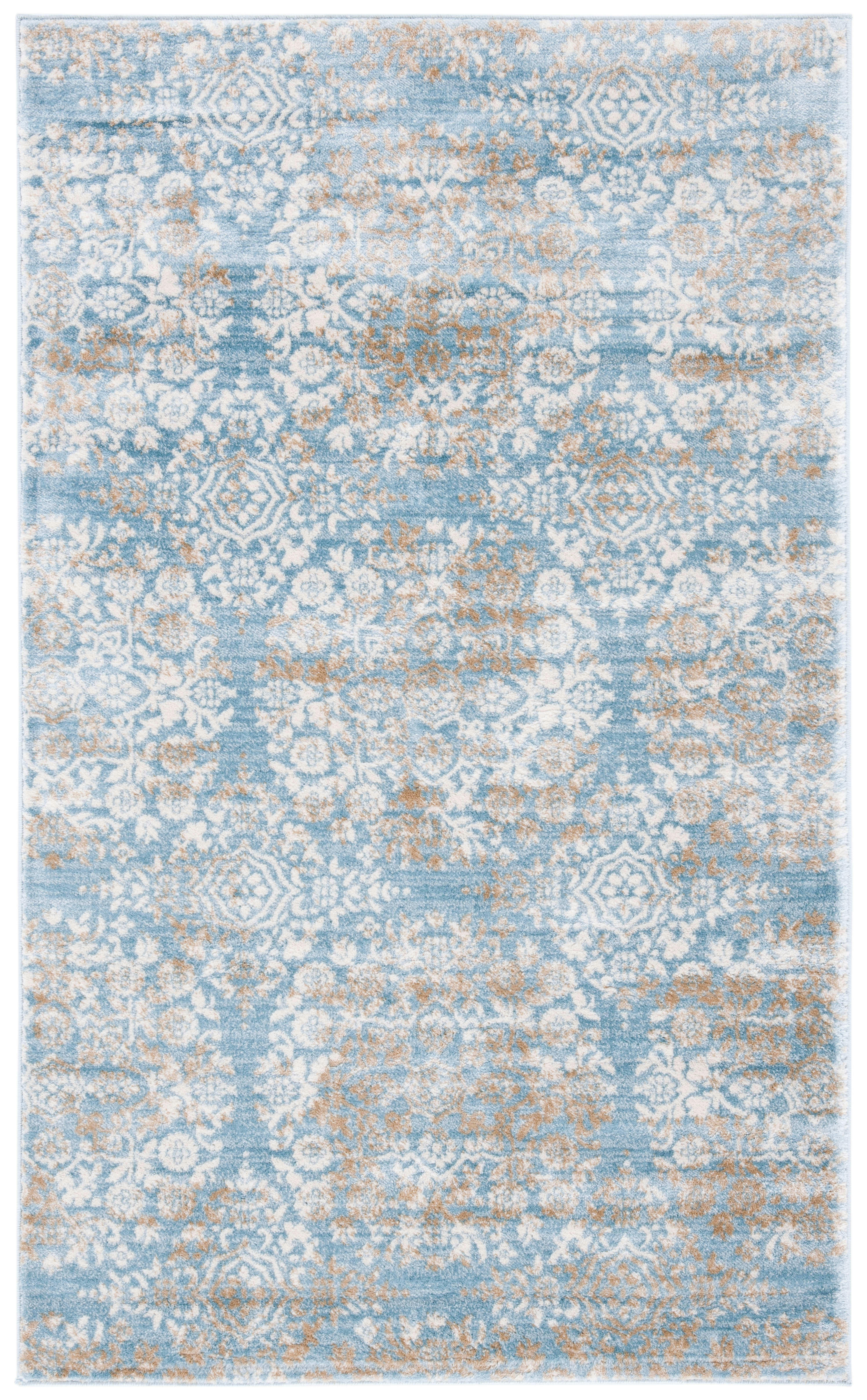 ISABELLA - Tapis de salon interieur en bleu denim & ivoire, 91 x 152 cm