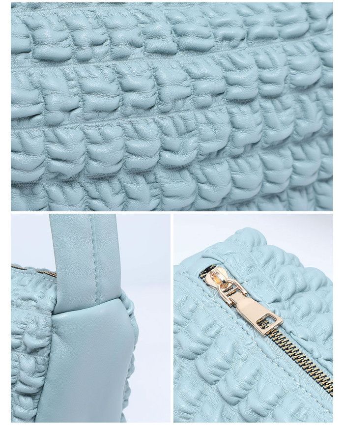 JFY Half Moon Quilted Zip Top Cross Body Bag