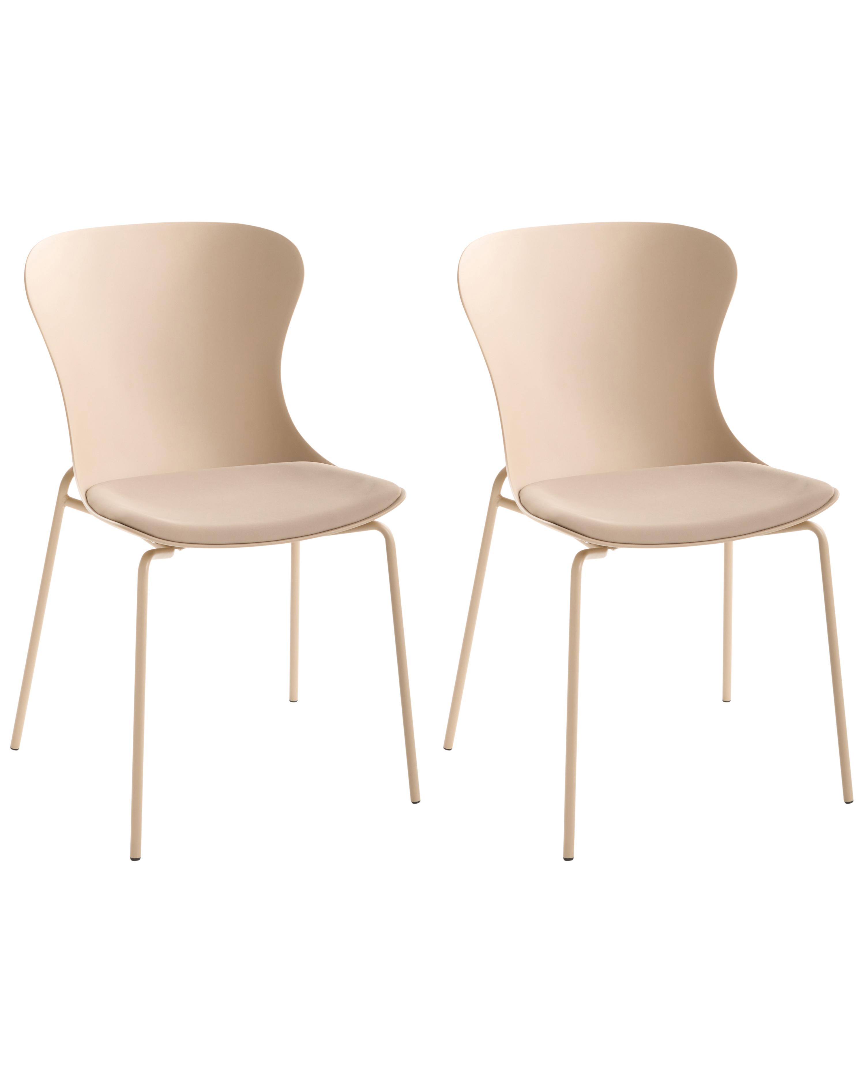 Set of 2 Dining Chairs PITSBURG Beige