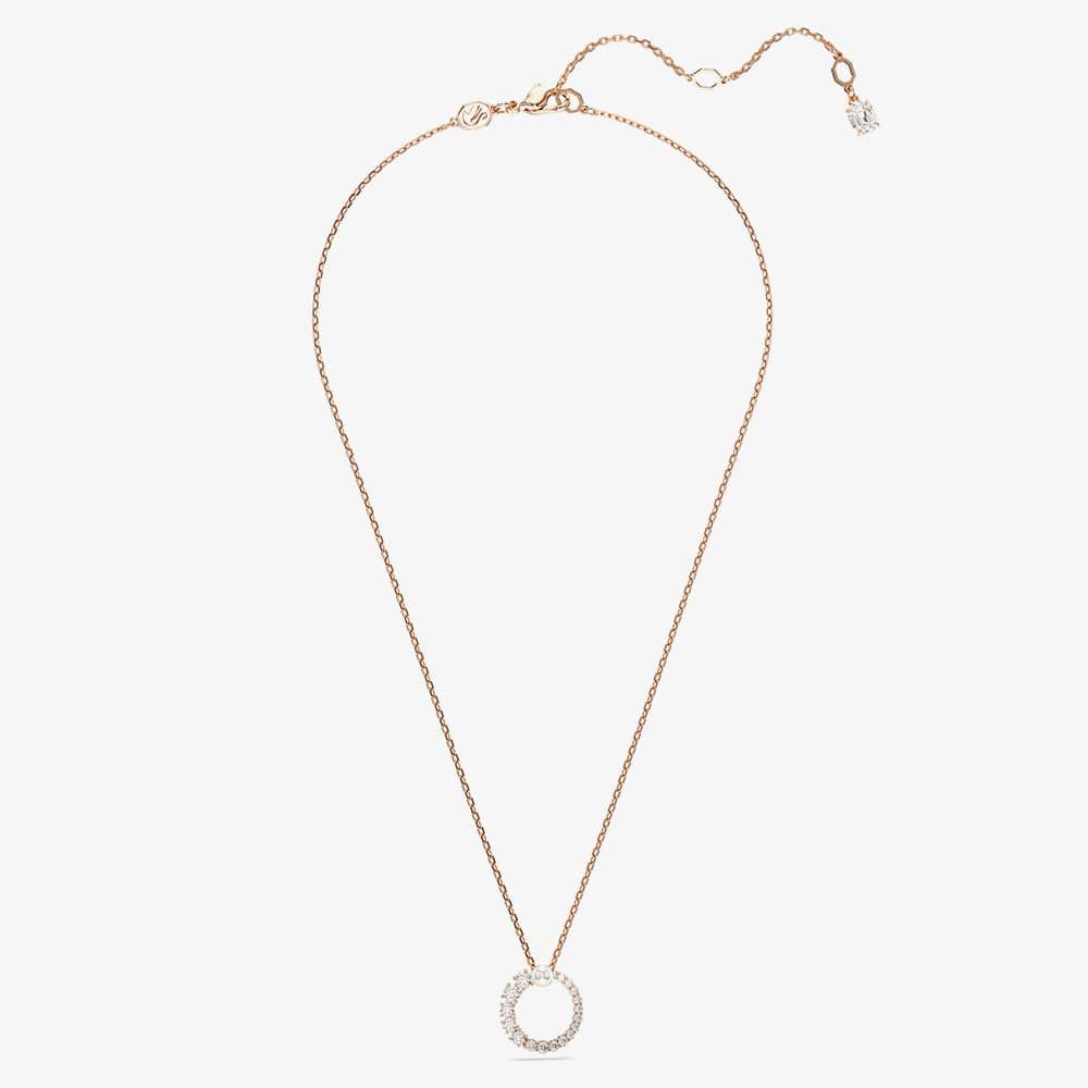 Swarovski Matrix Rose Gold Tone Plated Crystal Pearl Circle Necklace 5692265