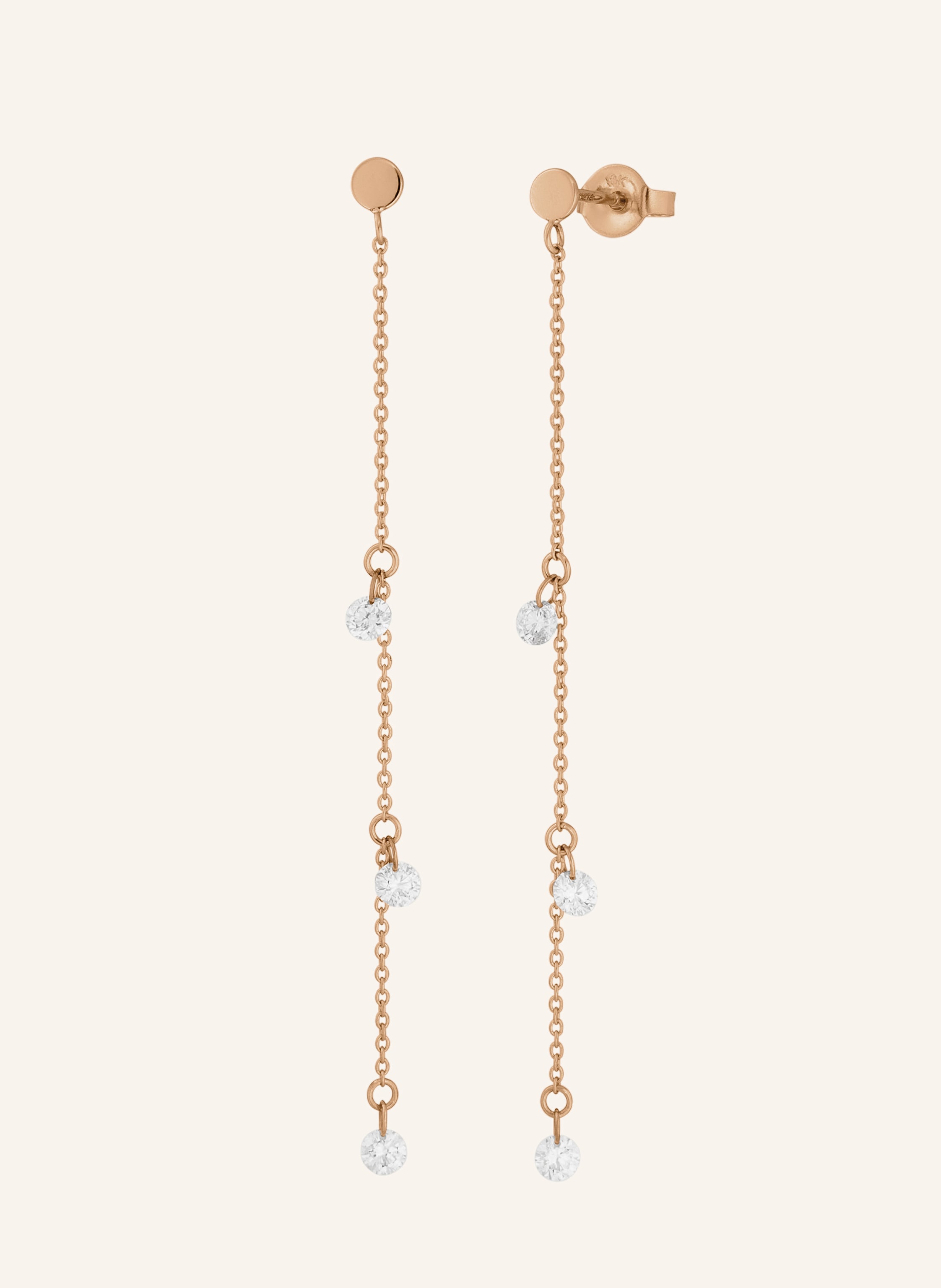 Leaf Ohrhänger PURE CHAIN aus 18 Karat Rosébgold mit Diamanten