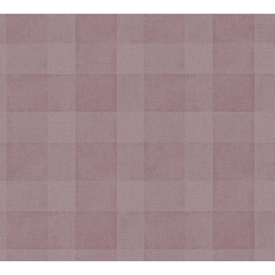 A.S. Cr&eacute;ation behang geblokt motief lila paars - 53 cm x 10.05 m