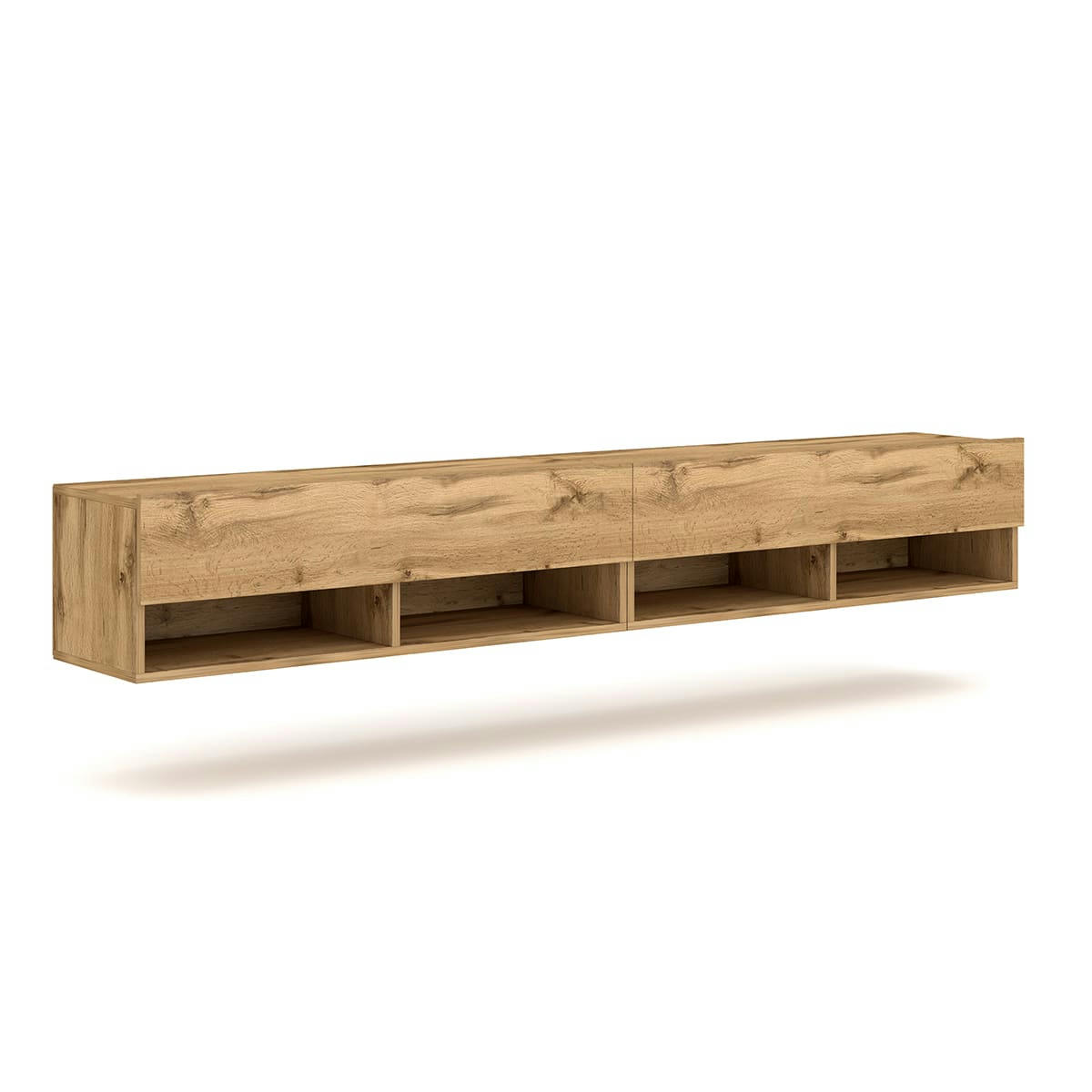 DERBY 200 - Meuble tv mural 2 portes 200 cm naturel