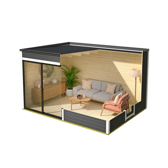 Gartenhaus »Kubus ALU 2«, (BxHxT): 400 x 239 x 302 cm (Außenmaß), lichtgrau/weiß