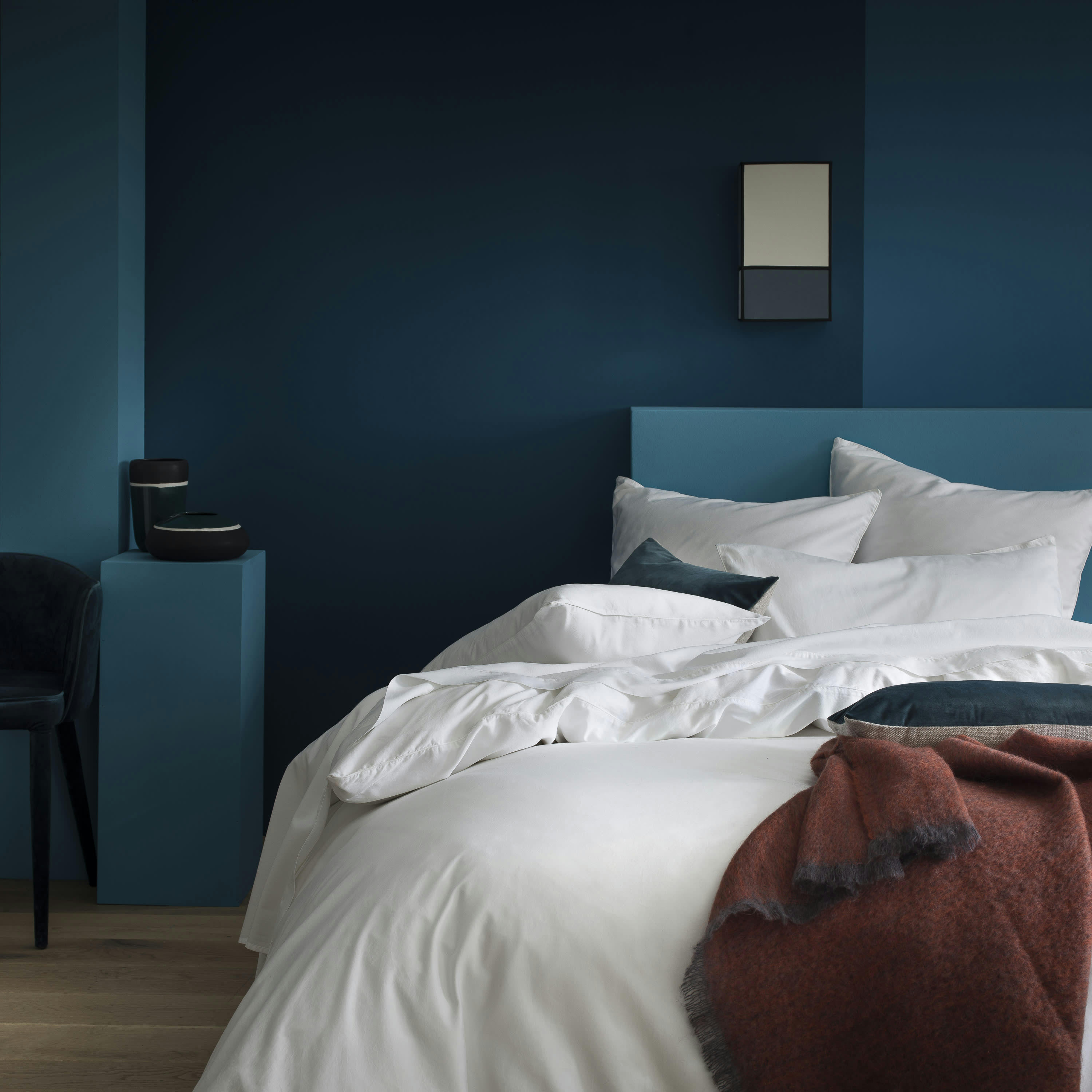 NUIT SATINÉE - Housse de couette en satin lavé  260x240cm Blanc