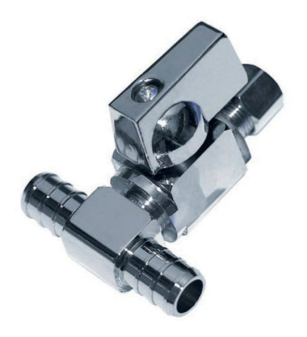 Waterline Tee Valve for Icemaker & Humidifier, 1/2-in PEX x 1/2-in PEX x 3/8-in OD Comp.