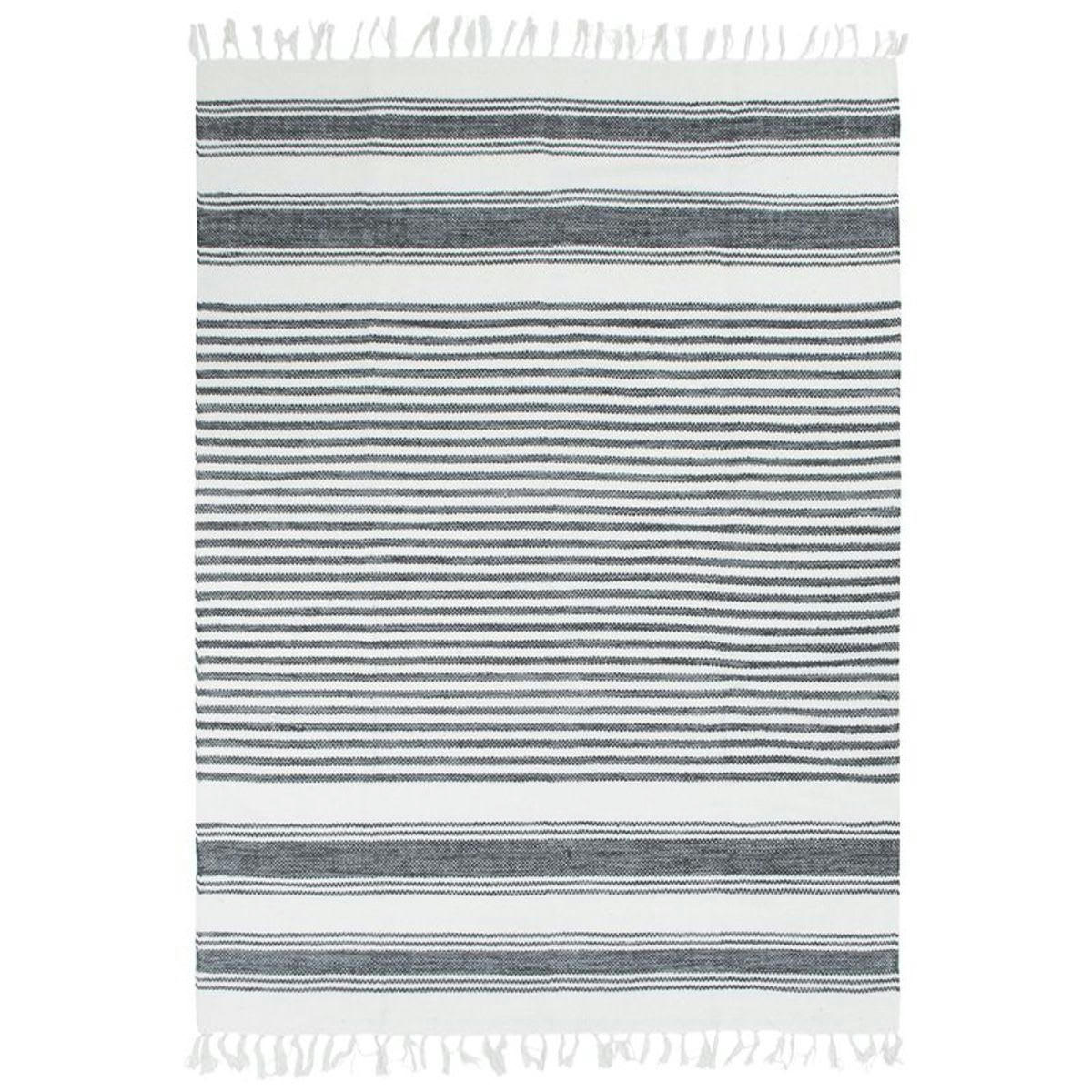 TERRA - Tapis 100% coton lignes gris-blanc 160x230