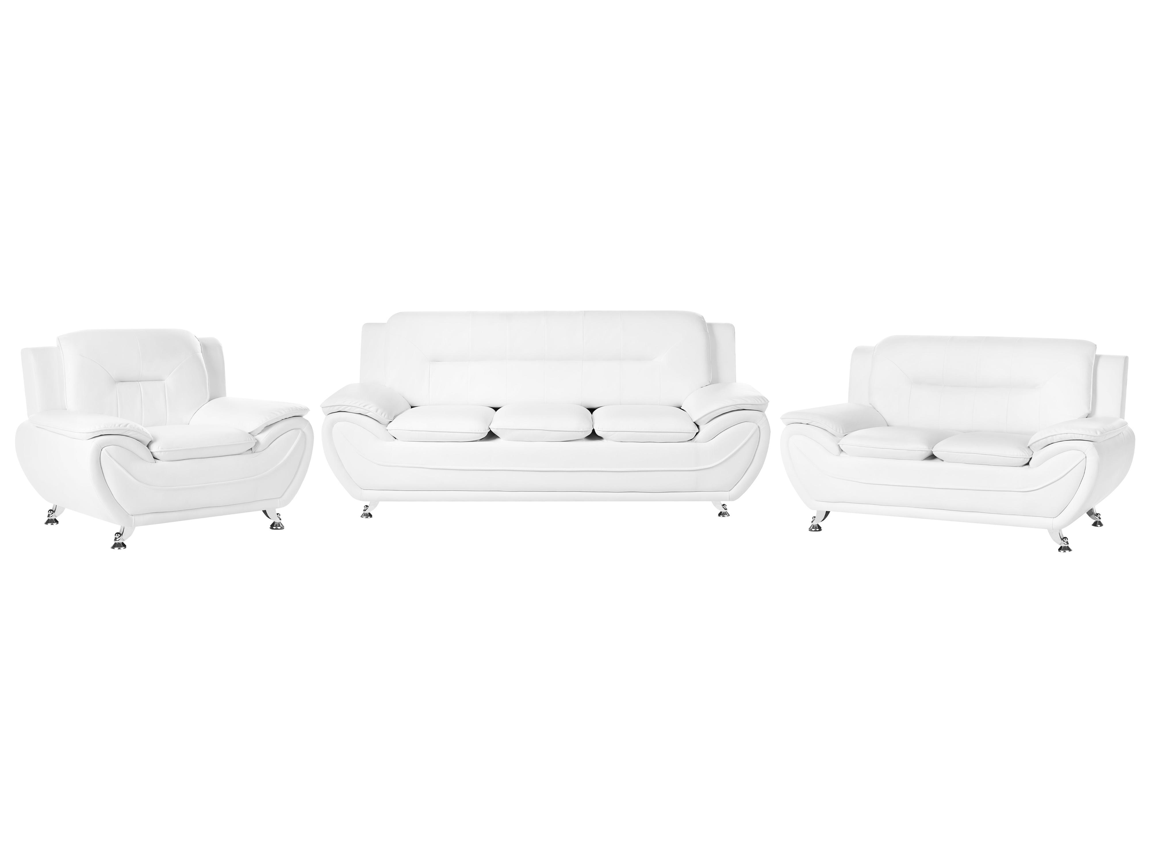 Living Room Set 6 Seater LEIRA Faux Leather White