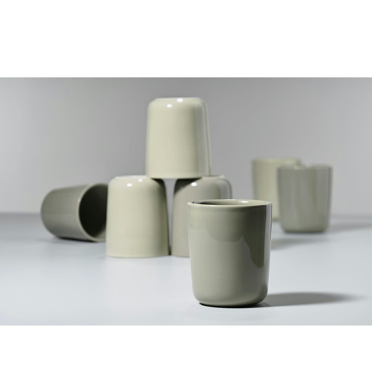 SINGLES - Mugs thermos en porcelaine taupe - Lot de 2