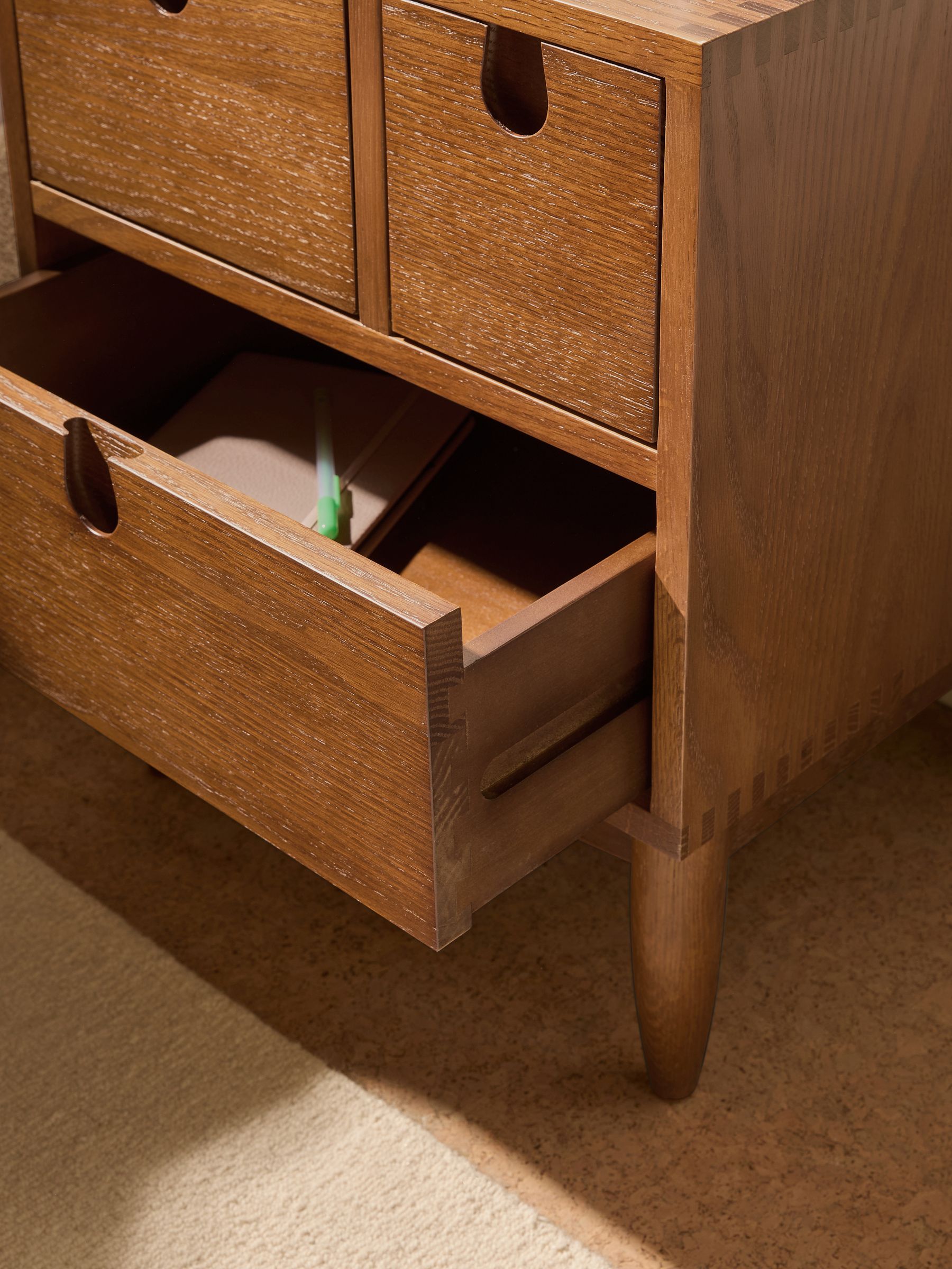 Penn 3 Drawer Bedside Table in Dark Stain Oak