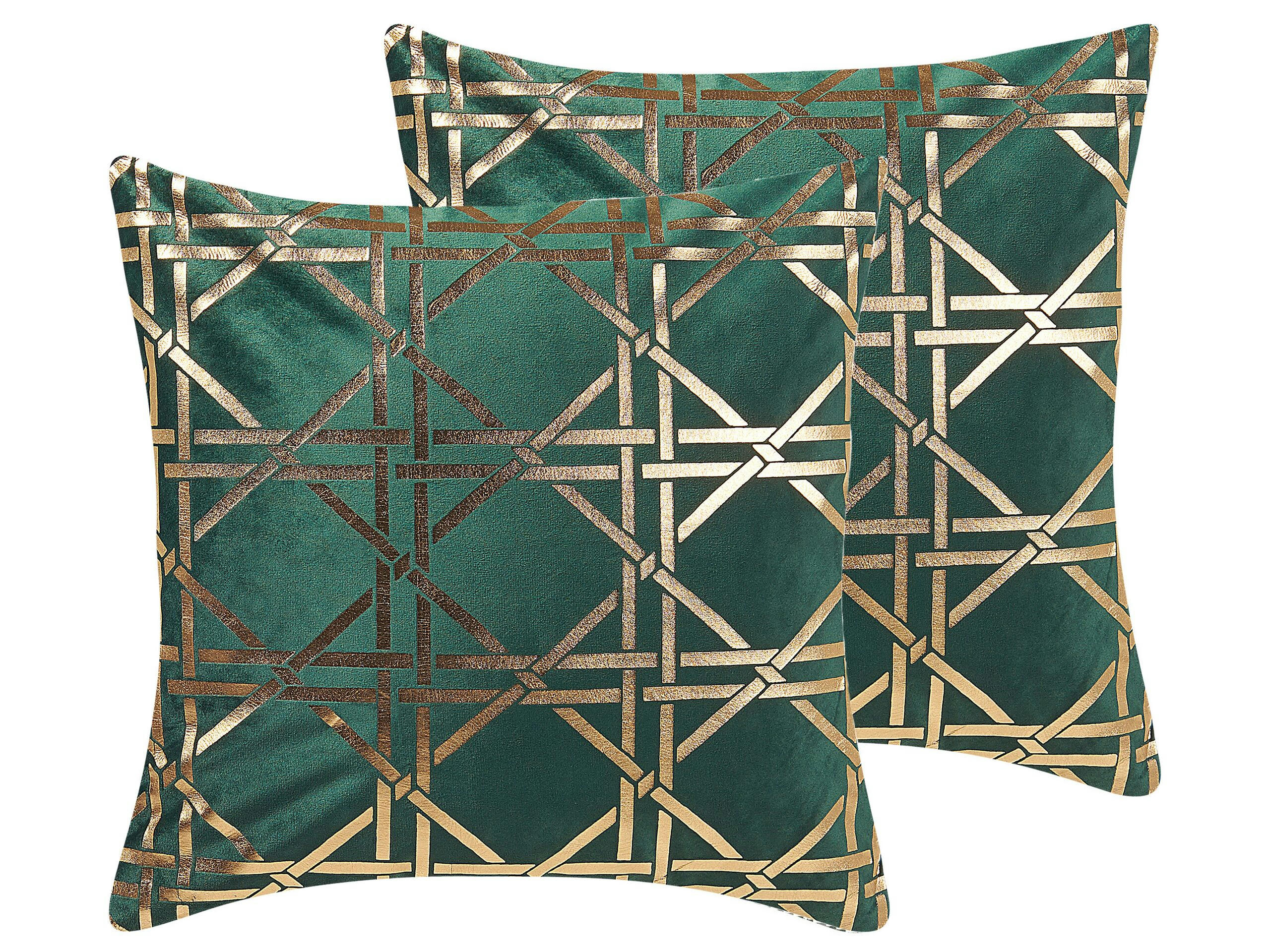 CASSIA - Lot de 2 coussin décoratifs en tissu vert 45x12cm