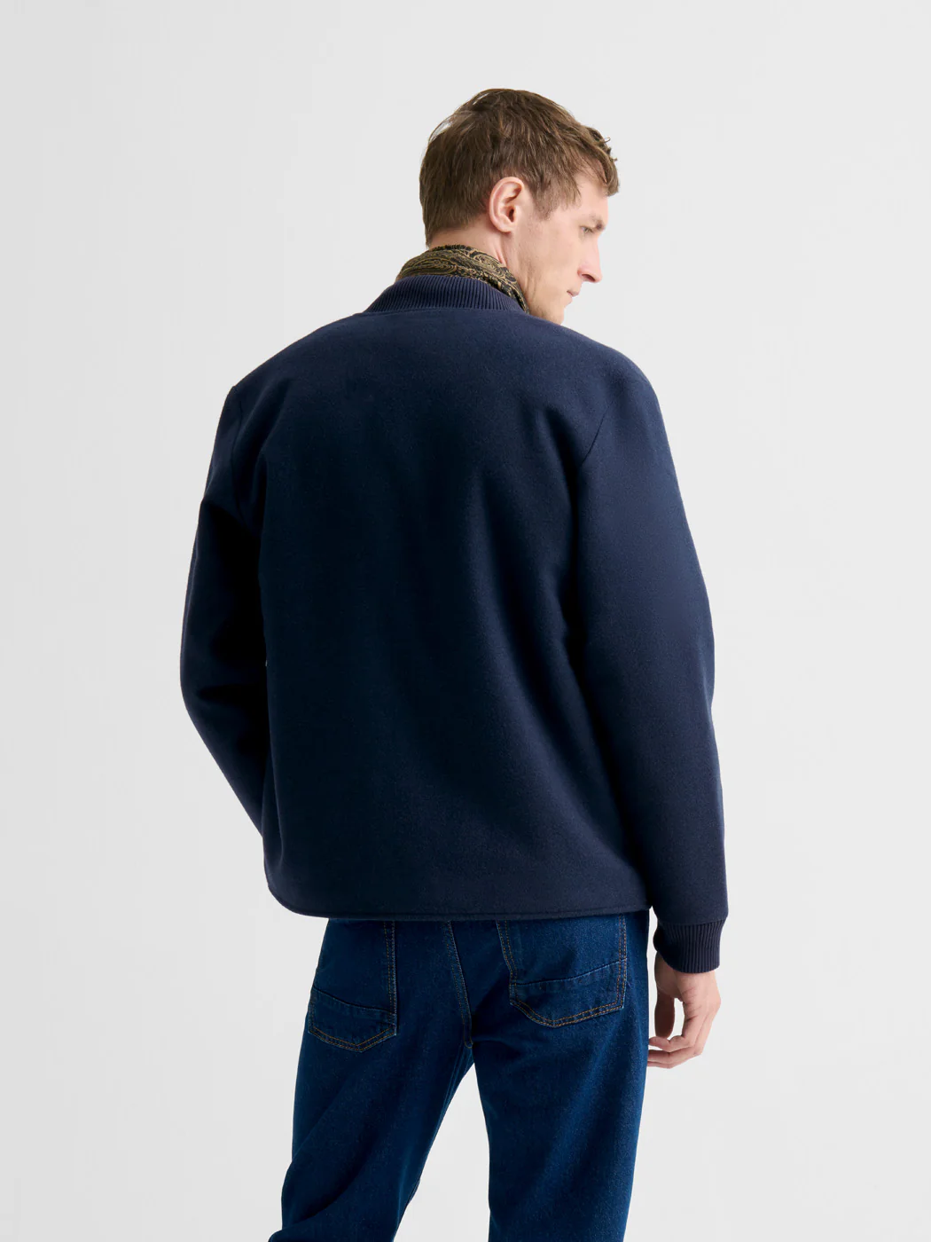 Blouson cardigan col teddy bi-matière