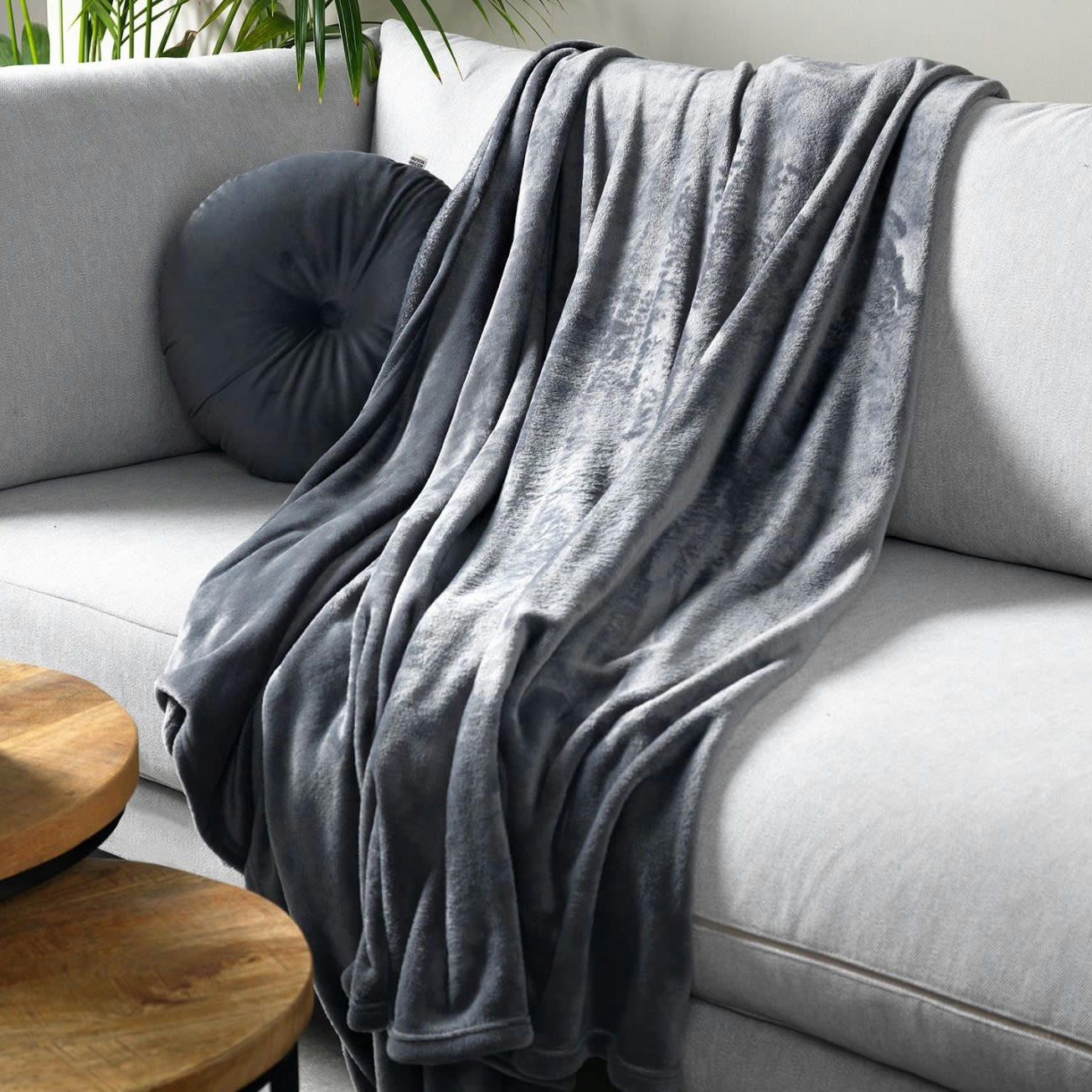 HARVEY - Plaid gris fleece 150x200 cm uni