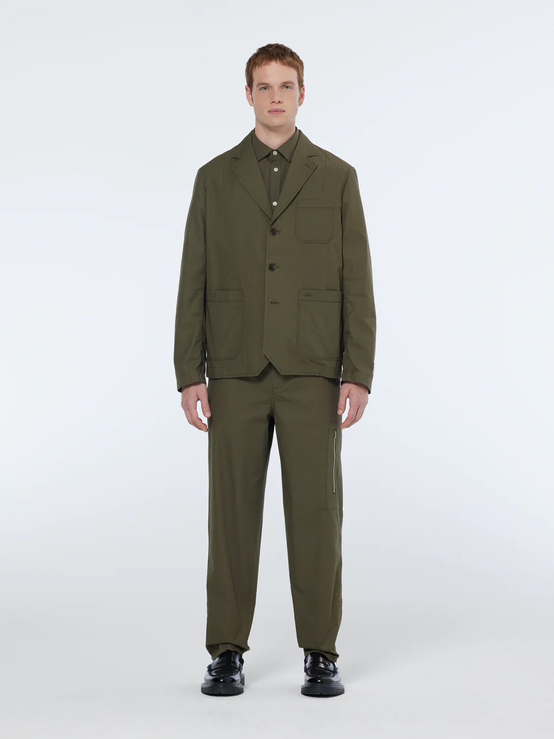 Relaxed Fit Unconstructed Cotton-Ripstop Military Blazer