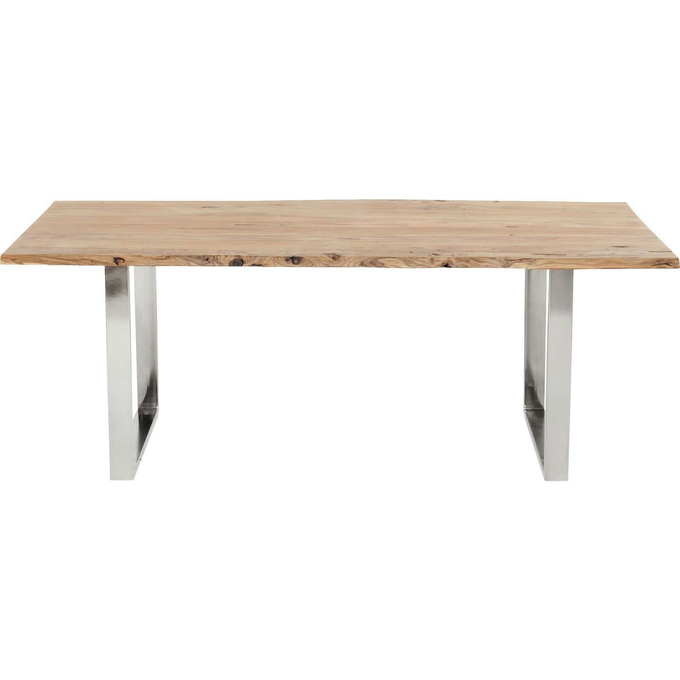 HARMONY - Table à manger 8 personnes en acacia brut et acier chromé L180