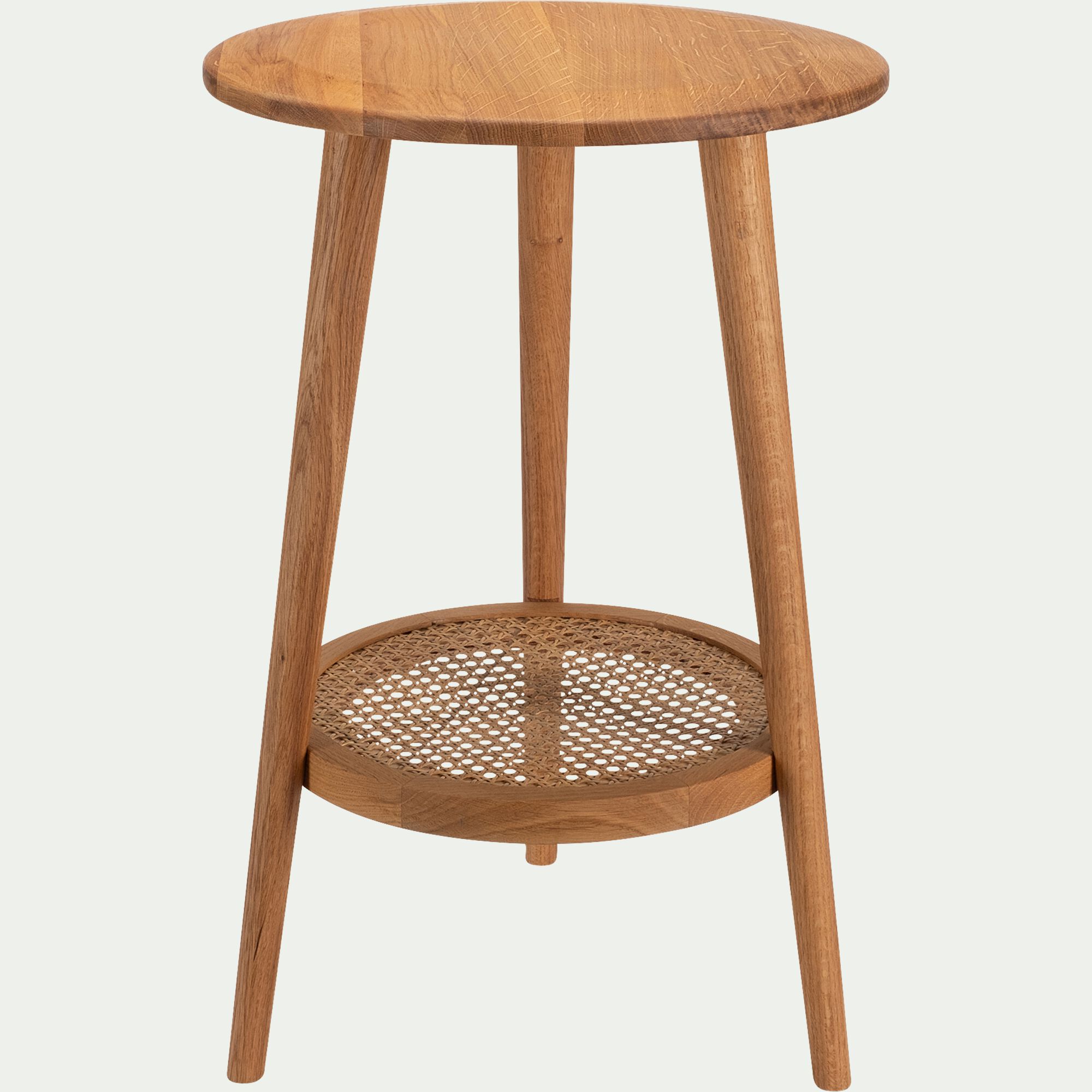 ANNOT - Bout de canapé en chêne massif et cannage D40xH60cm - bois clair