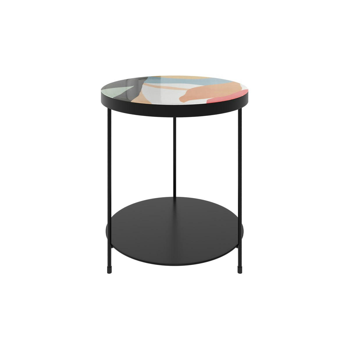 CHEYENNE - Table d'appoint ronde en métal multicolore et noir D40,5 cm