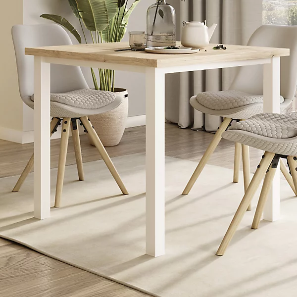 Emuca Pieds carrés et cadre de table, 50x50mm, 750x750mm, Acier, Peint en blanc