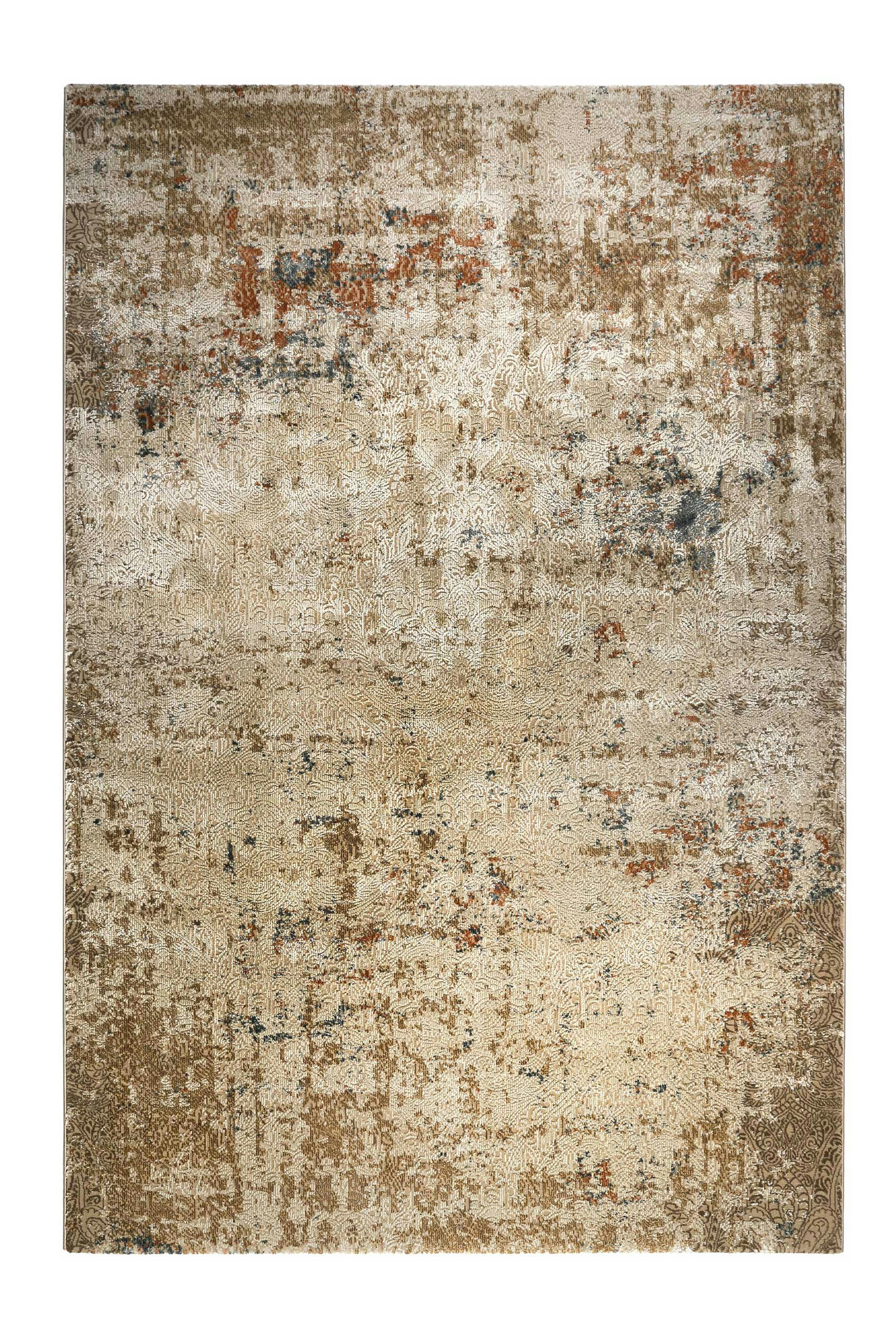 BAROQUE VINTAGE - Tapis tissé baroque vintage avec relief beige brique bleu 170x120